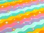 Preview: Reststück Baumwolljersey Regenbogen Wellen Sterne Pastell 80 x 150